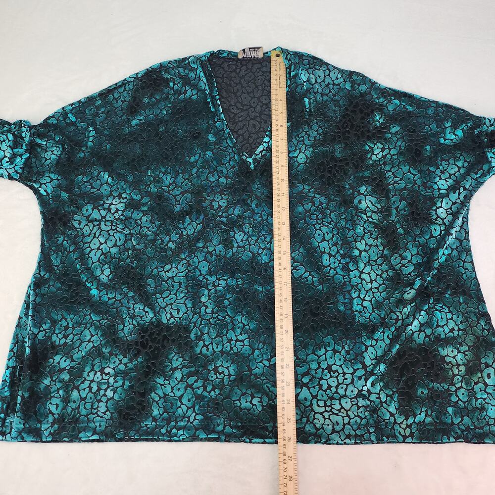 Vintage Show Me Your Mumu Teal Velvet Leopard Top Small Whimsigoth Metallic 90s - Picture 12 of 14
